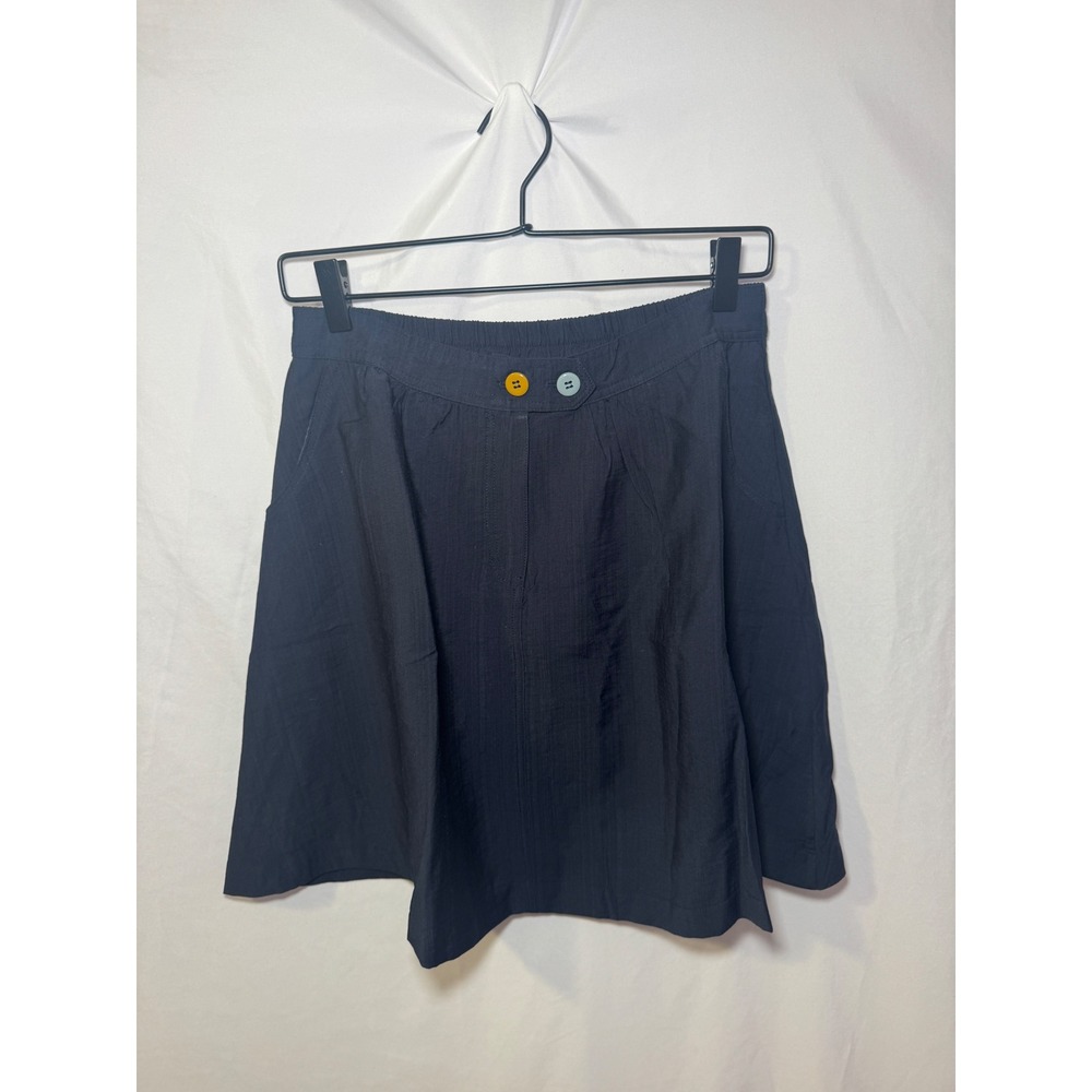 Navy Mini Skirt L Preppy Mod Button Front Pockets Vintage Style Tulip B NWT
